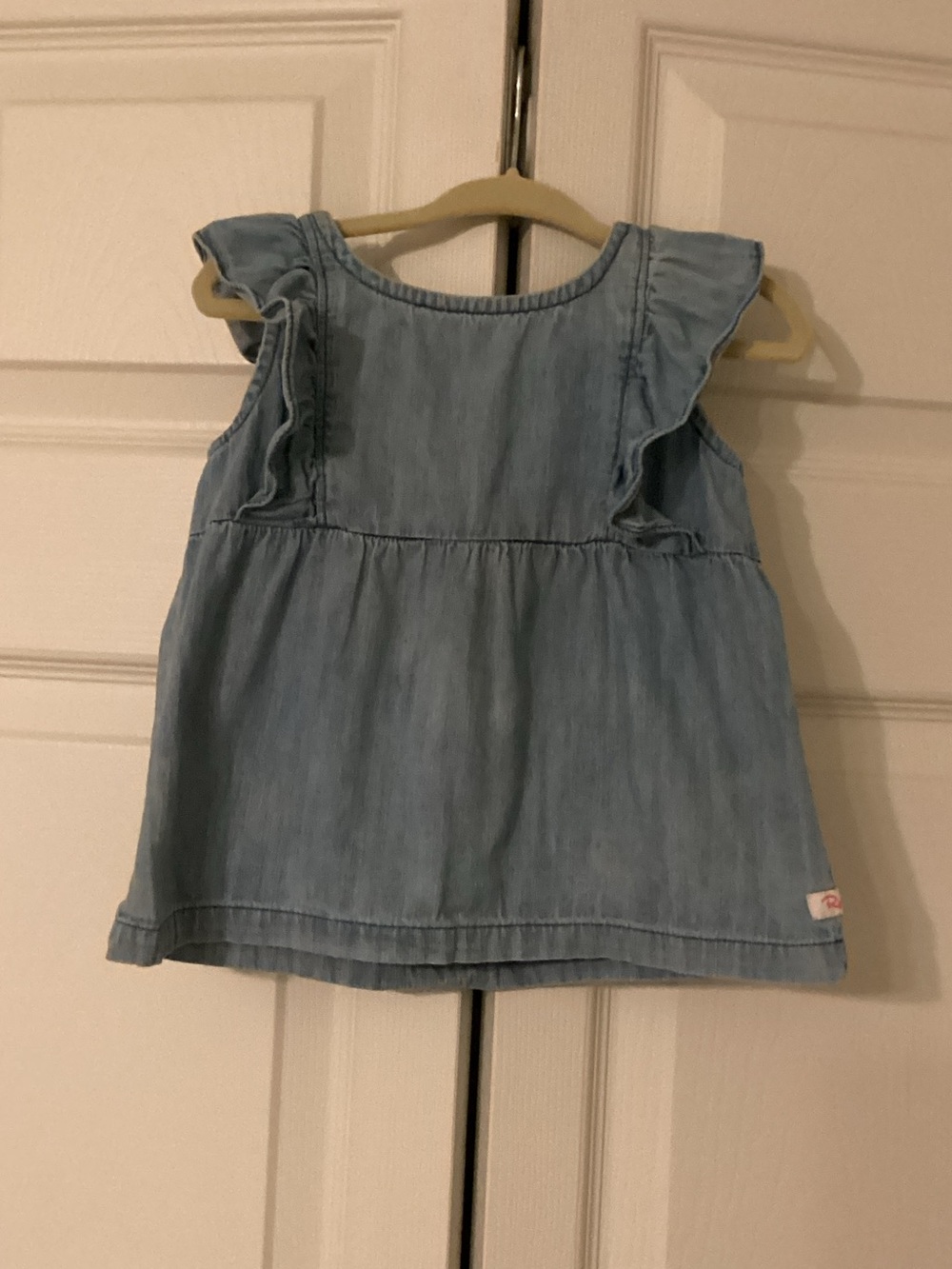 Ruffle Butts Light Blue Denim Ruffle Sleeve Tank Size 3T